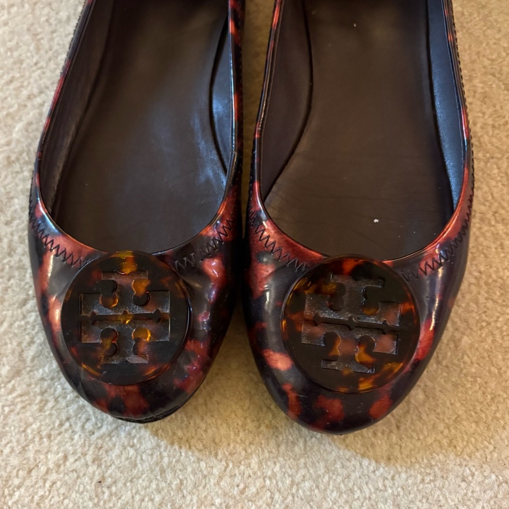 TORY BURCH Reva Tortoise Shell Ballet Flats size 7.5 - Picture 4 of 11